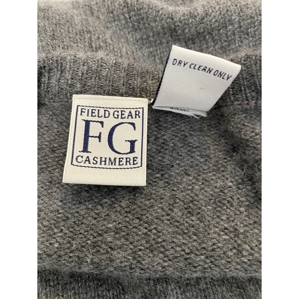 Men's 100% Cashmere Gray V-Neck Sweater Made in Japan L Field Gear